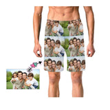 Custom Splicing Face Personalized Photo Men's Beach Shorts Drawstring Shorts