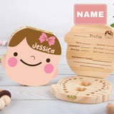 Custom Baby Name Cute Face Children's Wooden Tooth Box