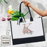 Custom Name and Initials Mom Canvas Shoulder Tote Bag Embroidery Personalized Environmental Protection Handbag Mom Tote Bag Mommy Bag Mom Gift