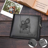 Father's Day Gifts | Custom Photo Swing With Dad Happy Engraved Bifold Men's Leather Wallet Personalized Photo Wallet For Dad-Put Your Photo On Wallet