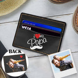 Father's Day Gifts | Personalized Photo Love Dad Front Pocket Minimalist Leather Slim Wallet Credit Card Holder Pocket Wallets（Black)