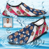 Custom Face American Flag Diving Shoes Slip-on for sport Quick-Dry  Beach Swimming Shoes Aqua Shoes Barefoot Shoes Outdoor Water Shoes