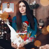 Custom Face Sweater Ugly Christmas Sweater With Photo Christmas Photo Gifts Personalized Women's All Over Print Mock Neck Sweater