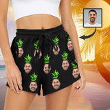 Custom Face Funny Pineapple Mid-Length Board Shorts Swim Trunks for Her Create Your Own Personalized Shorts