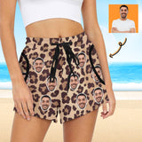 Custom Face Mid-Length Board Shorts Swim Trunks Leopard Print for Her Made for You Design Shorts Gift