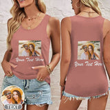 Custom Photo&Text Tops Personalized Peach Women's All Over Print Tank Top