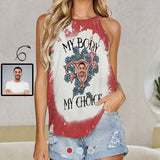 Personalized Face Tank Tops Women's Multiple Colors My Choice Summer Halterneck Strapless Print Vest Shirt