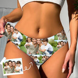 Personalized Family Photo Underwear Custom Women's Lingerie Classic Thongs Valentine's Gift for Wife