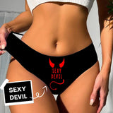 Personalized Underwear for Her Custom Text Sexy Devil Lingerie Women's Classic Thongs Funny Lovers Gift