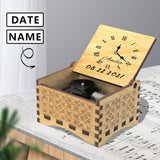 Custom Name&Date Clock Wooden Music Box Made for You Personalized Text Gift