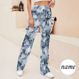 Custom Name Butterfly Women's Straight-Leg Loose Comfy Drawstring Lounge Pants for Yoga Running Sporting