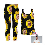 Custom Face Sunflower Women's 2 Piece Stretchy Racerback Tank & Legging Set